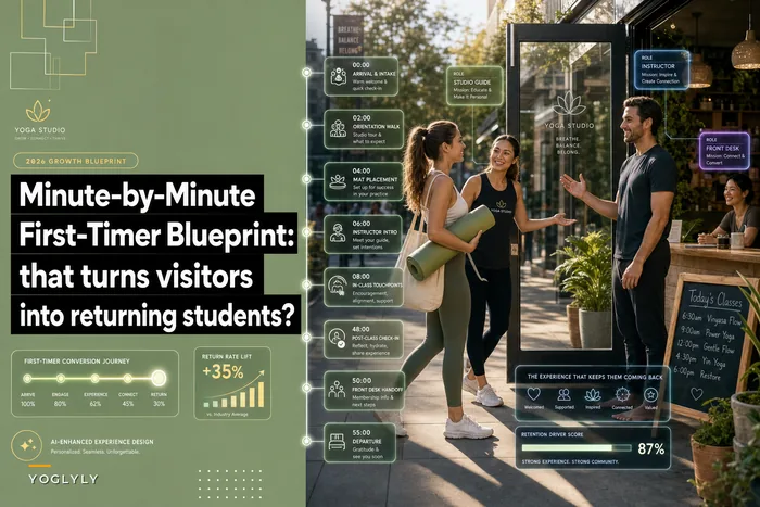 A minute-by-minute first-timer blueprint that turns visitors into returning students
