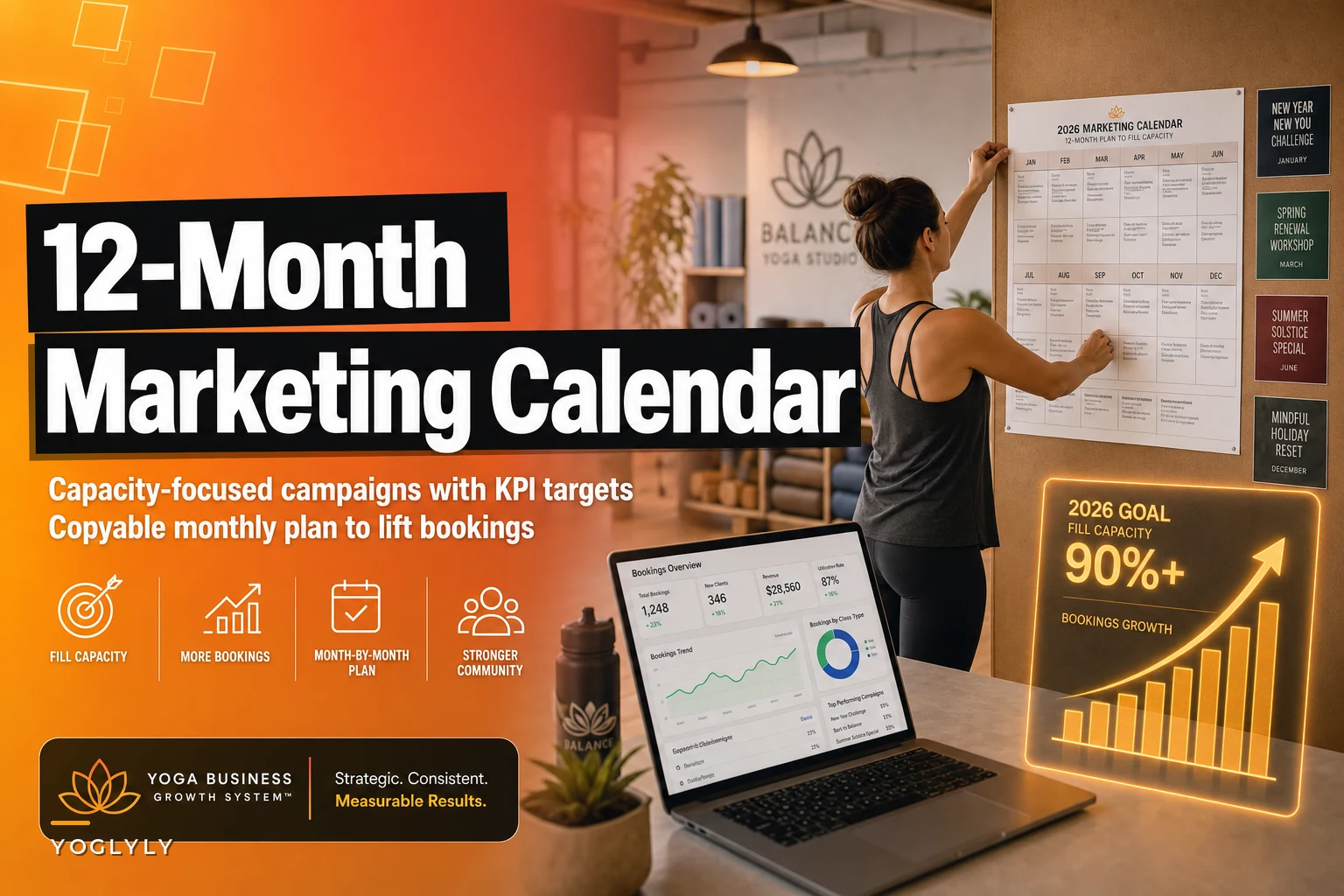 Avoid random promos: a 12-month marketing calendar that fills capacity and drives bookings
