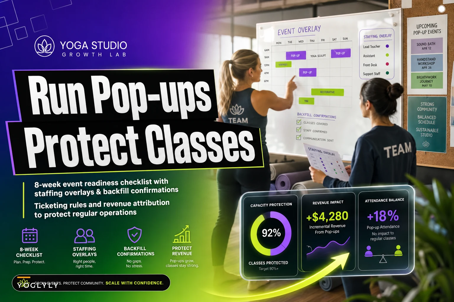 Run large pop-ups without derailing classes: an 8-week event readiness checklist and staffing overlay