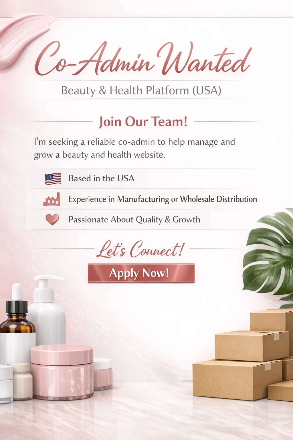 Seeking a Strategic Co-Admin to Elevate Our Beauty Industry Community