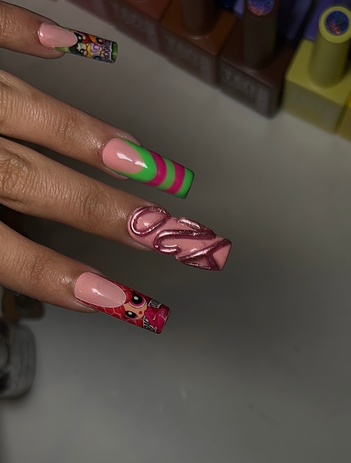 Custom Powerpuff Girls Press-On Nails: Unleash Your Inner Superhero with Press’DByBg
