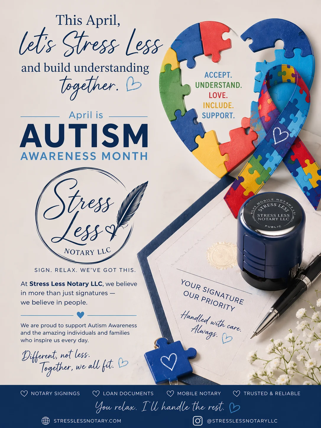 Inspiring Change: The Story Behind Stress Less Notary LLC and Our Commitment to Autism Awareness