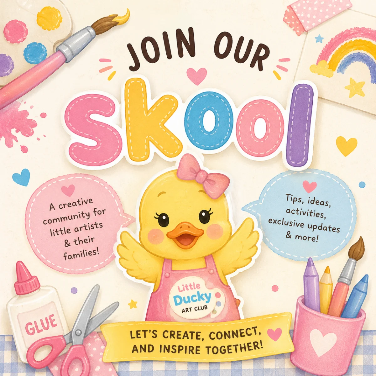 Craft, Connect, and Create: Join the Little Ducky Art Club Skool Group for Fun, Affordable Family Art!