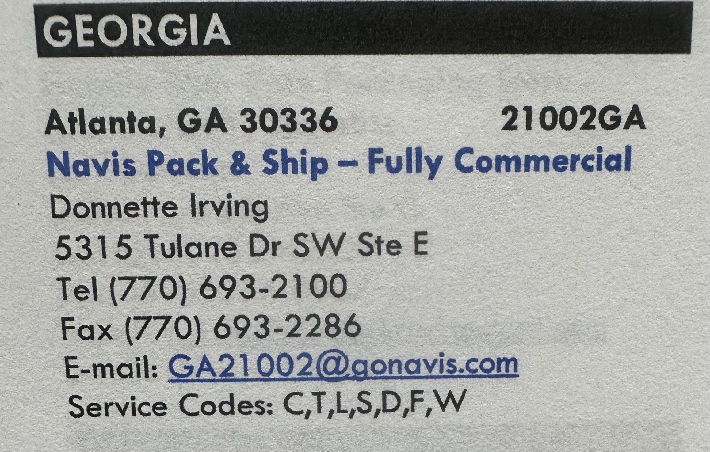 DDVI, LLC d/b/a Navis Pack & Ship Of Atlanta