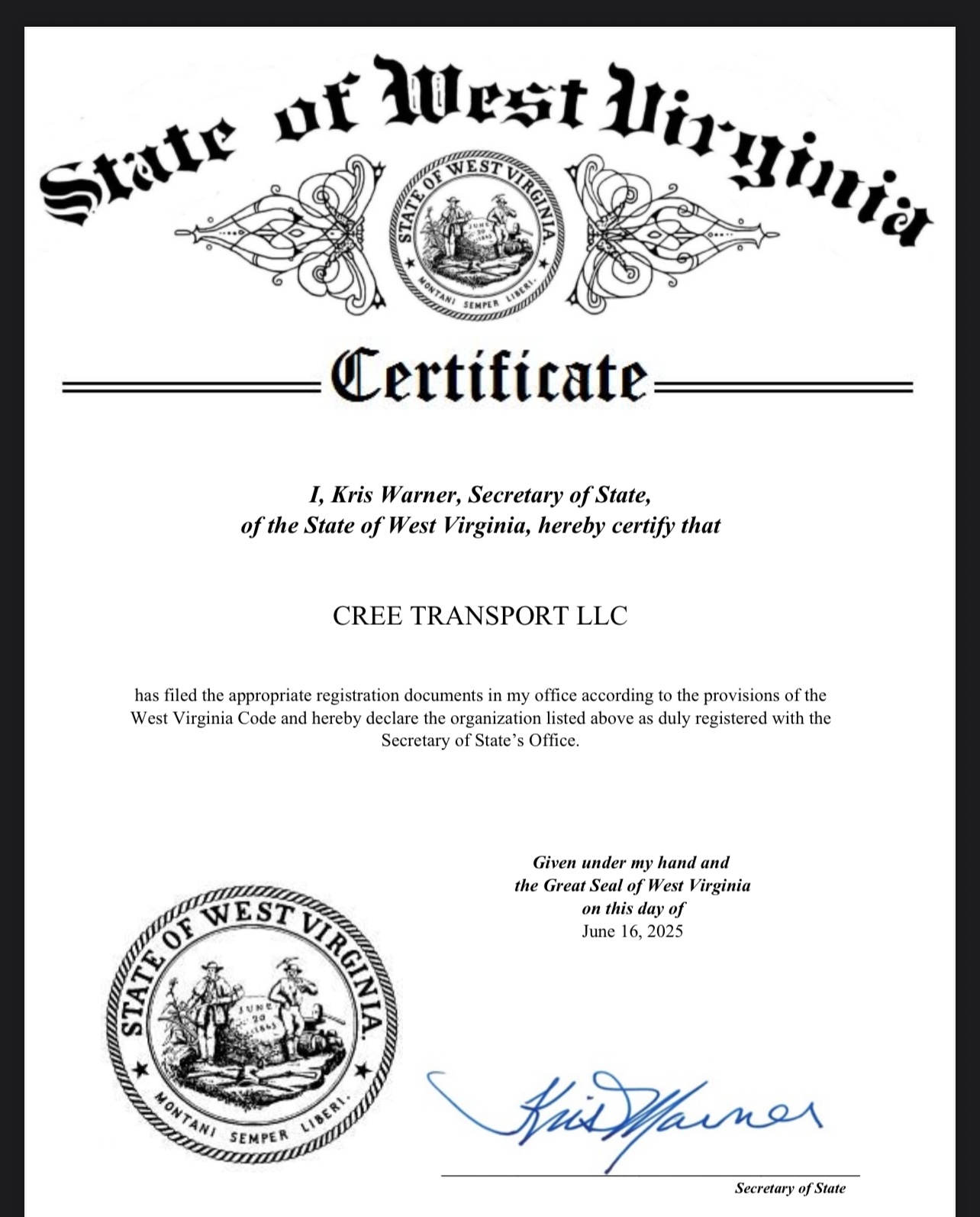 Cree Transport LLC.