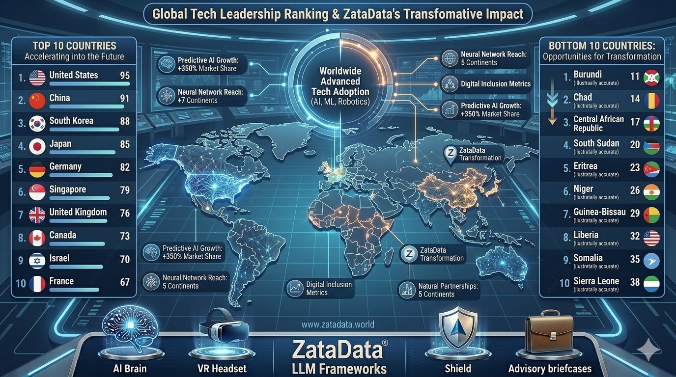 Where Does the US Stand in the Global Race for Advanced Technology? The Top 10, the Bottom 10, and ZataData®️’s Global Impact