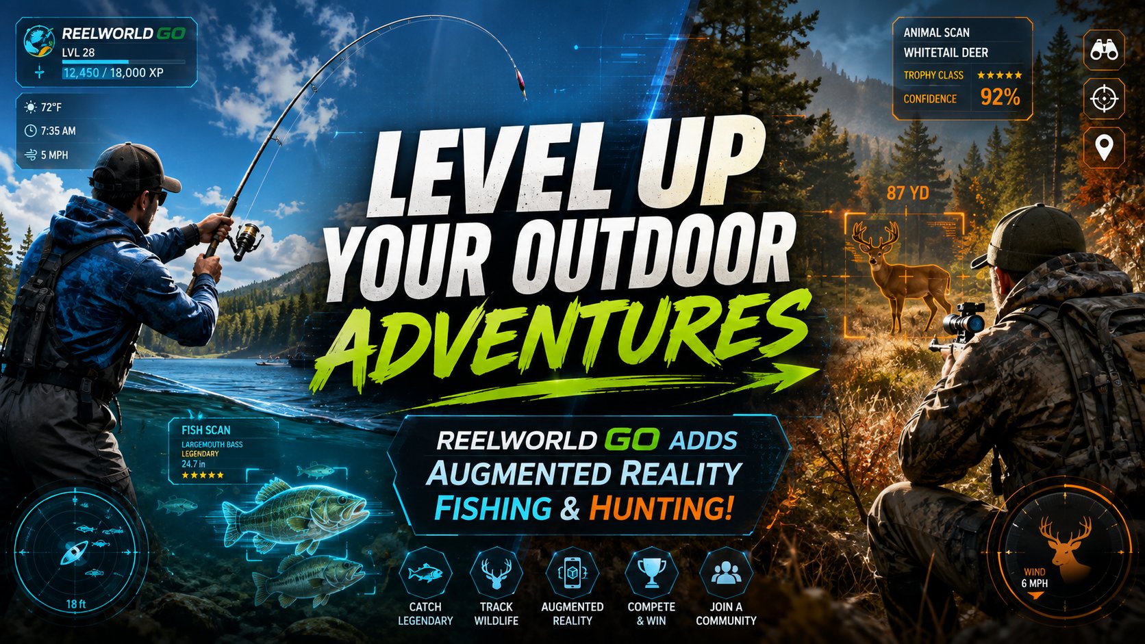 Level Up Your Outdoor Adventures: ReelWorld GO Adds Augmented Reality Fishing & Hunting!