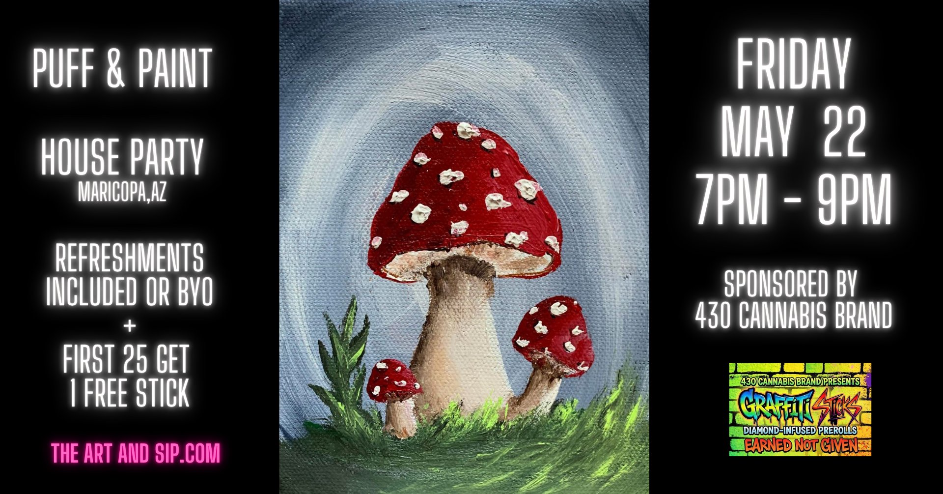 Experience the Ultimate Puff & Paint Night at Art & Sip — May 22nd!