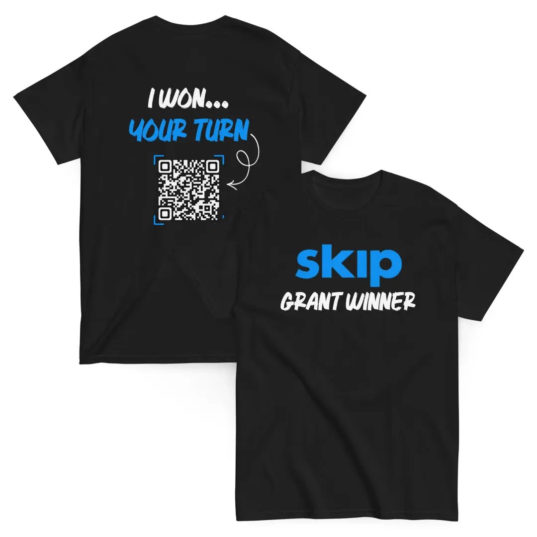 Skip Grant Winner - Personalized Referral QR Unisex Tee: Show Off Your Win and Earn Referrals