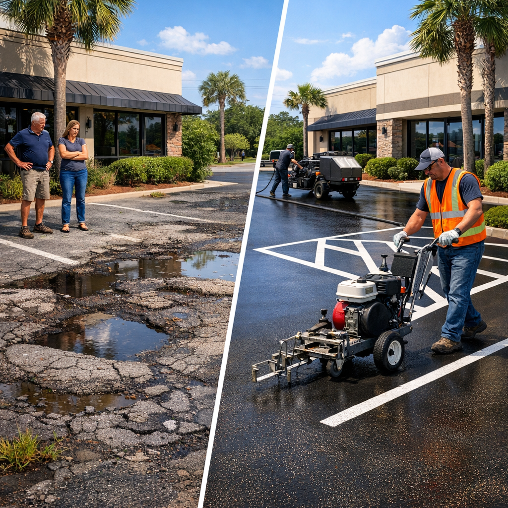 Are Your Business Parking Lots Bringing Down Your Curb Appeal? My Driveway Doctor LLC Has the Cure!