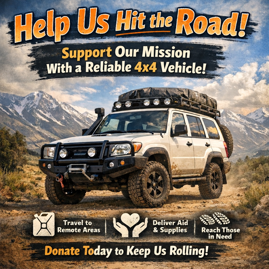 Help Us Hit the Road: Support Our Mission With a Reliable 4x4 Vehicle!
