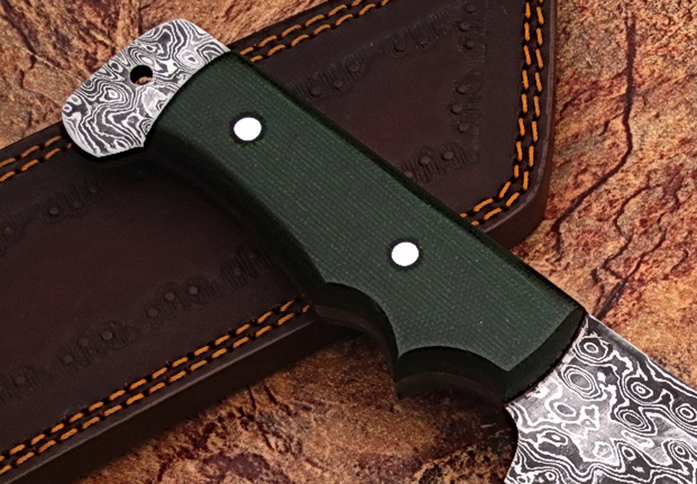 Damascus steel fixed blade hunting/skinner/camping outdoor knife with micarta handle