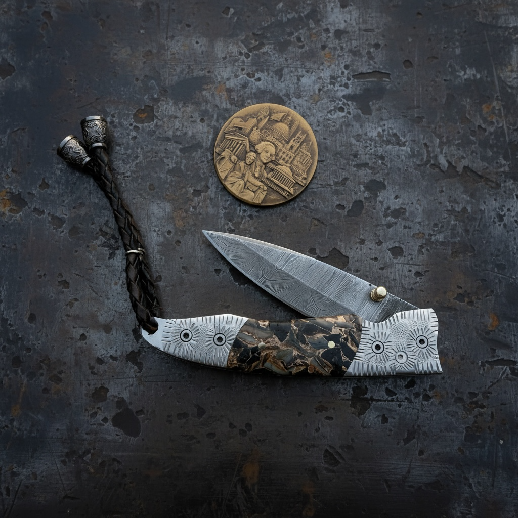 York Vivant Handcrafted Damascus Steel Folding Luxury Knife