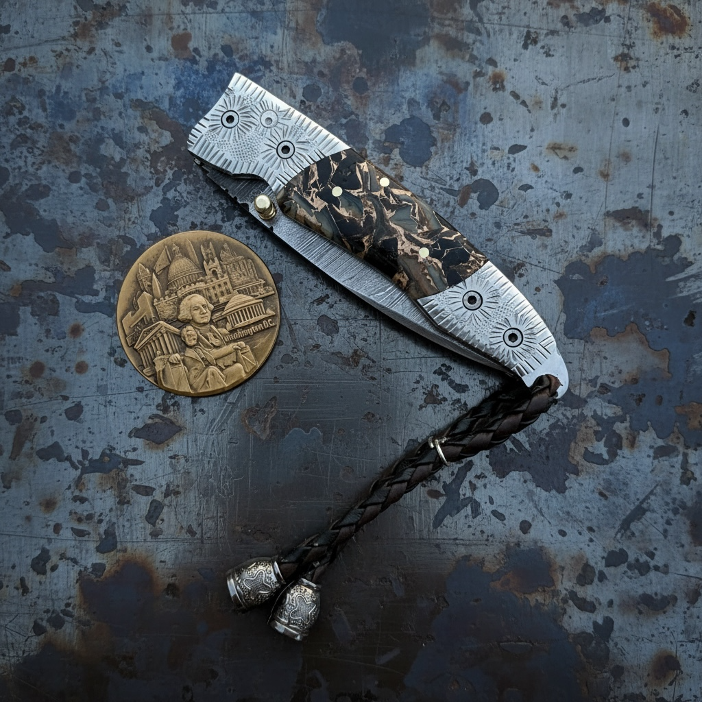 York Vivant Handcrafted Damascus Steel Folding Luxury Knife