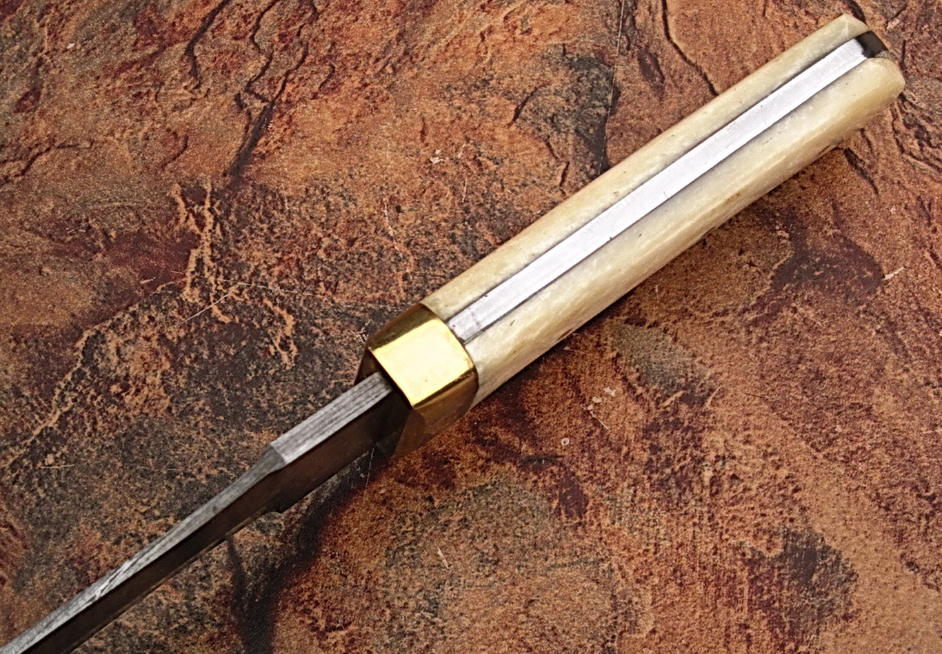 Engraved Damascus hunting sword and knife set product photo