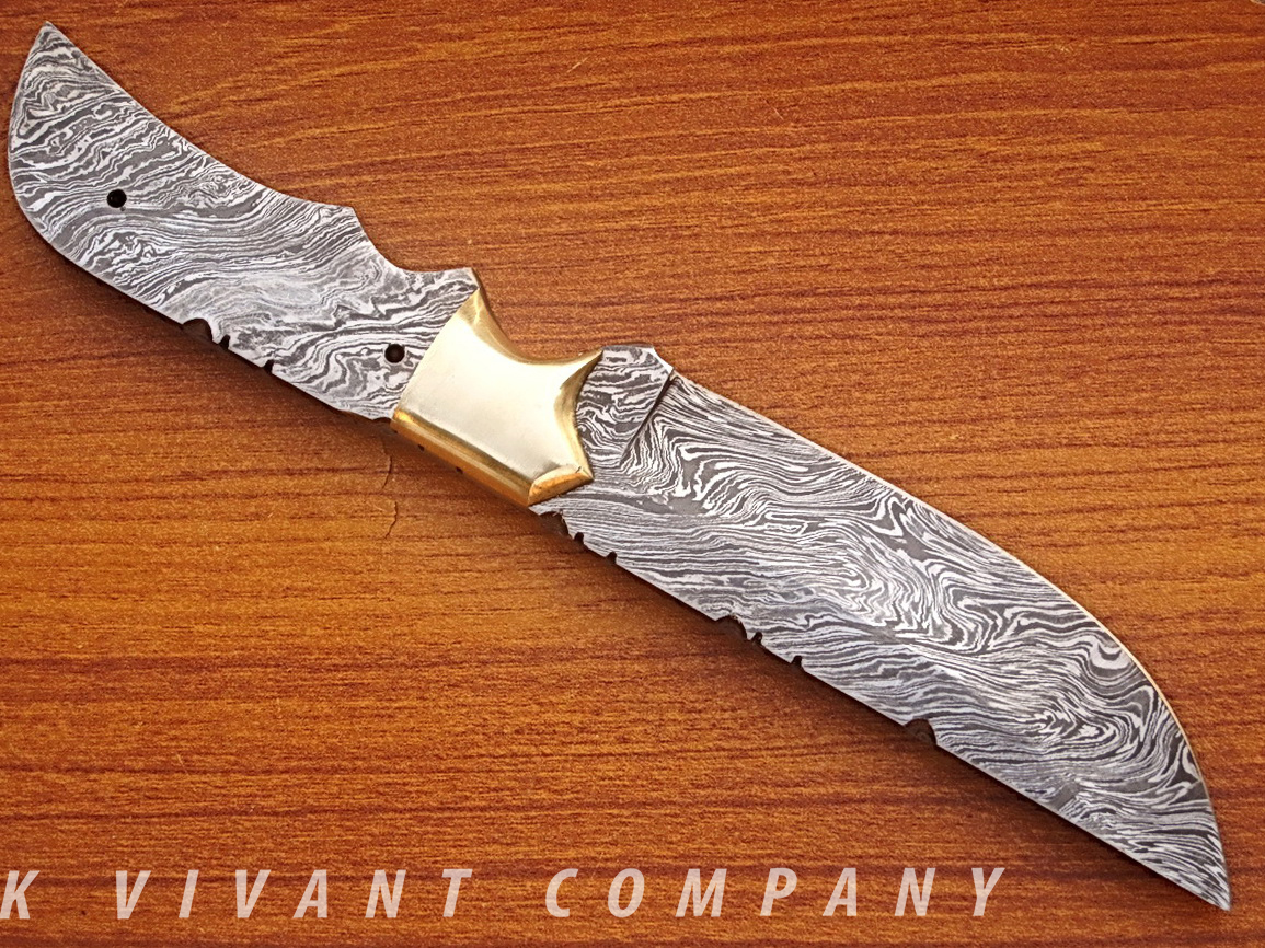 Damascus steel skinner/hunting & camping blank blade knife