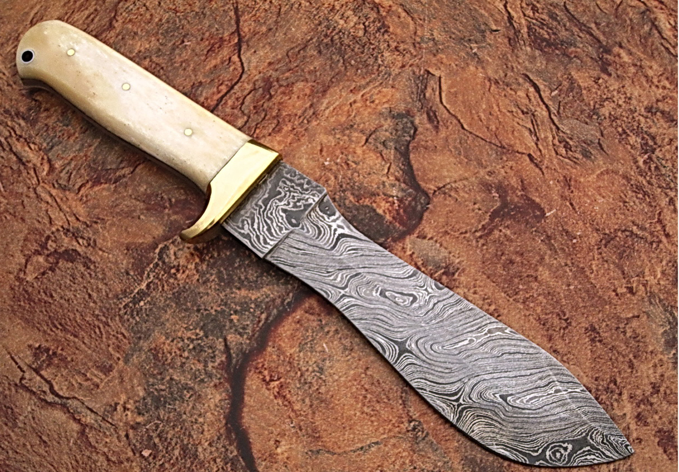 Engraved Damascus hunting sword and knife set product photo