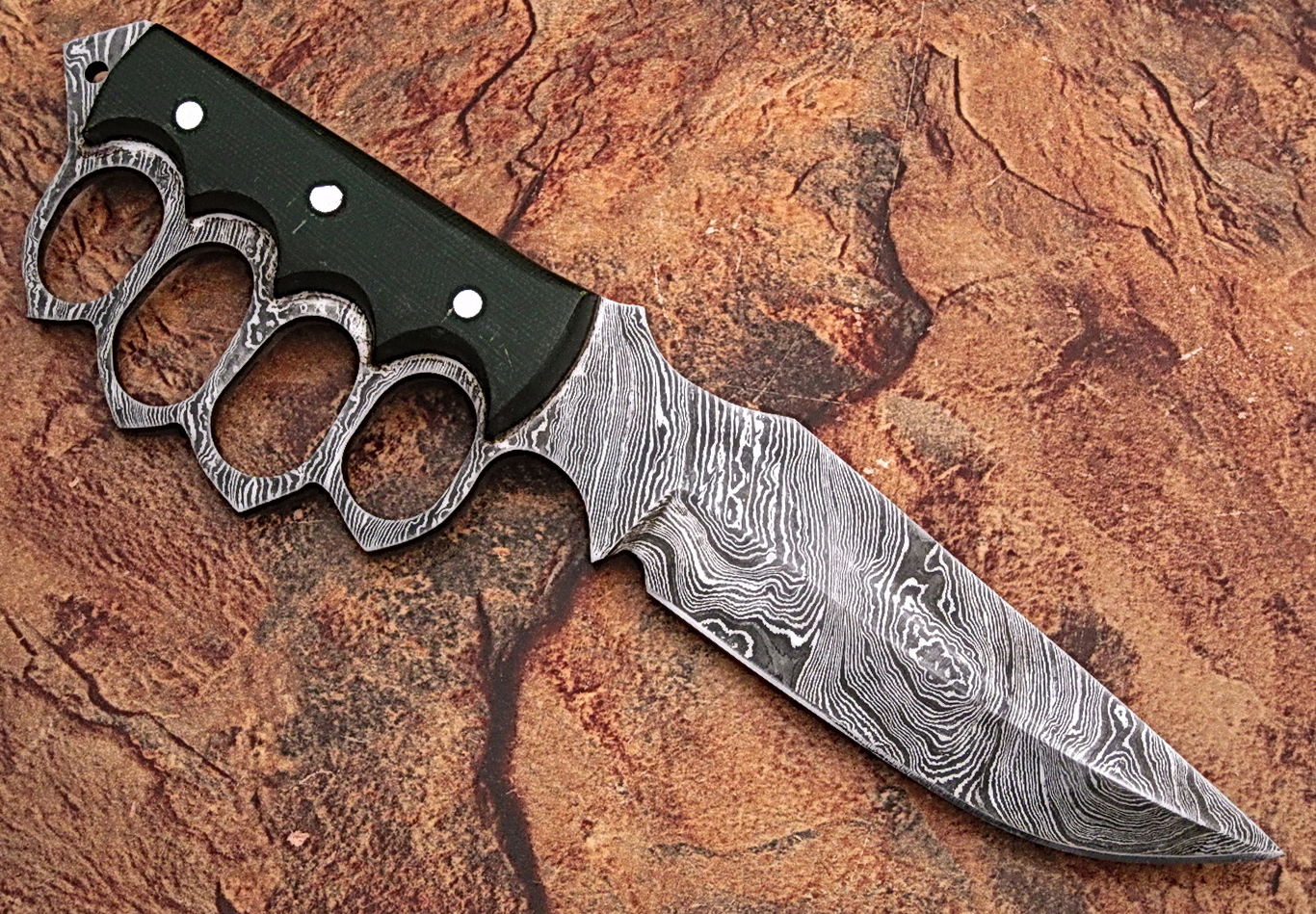 Damascus steel hunting Trench knife with Damascus steel Blade & Knuckles