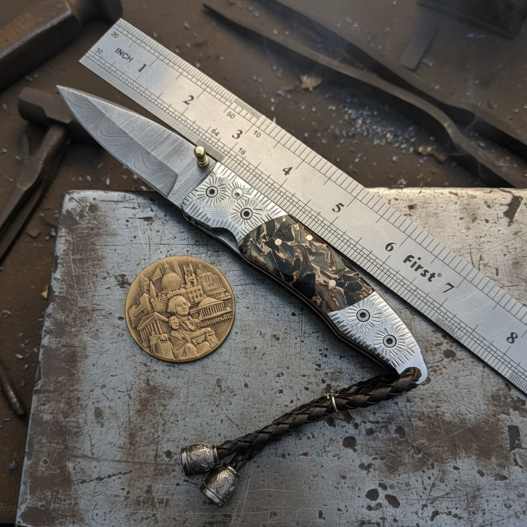 York Vivant Handcrafted Damascus Steel Folding Luxury Knife