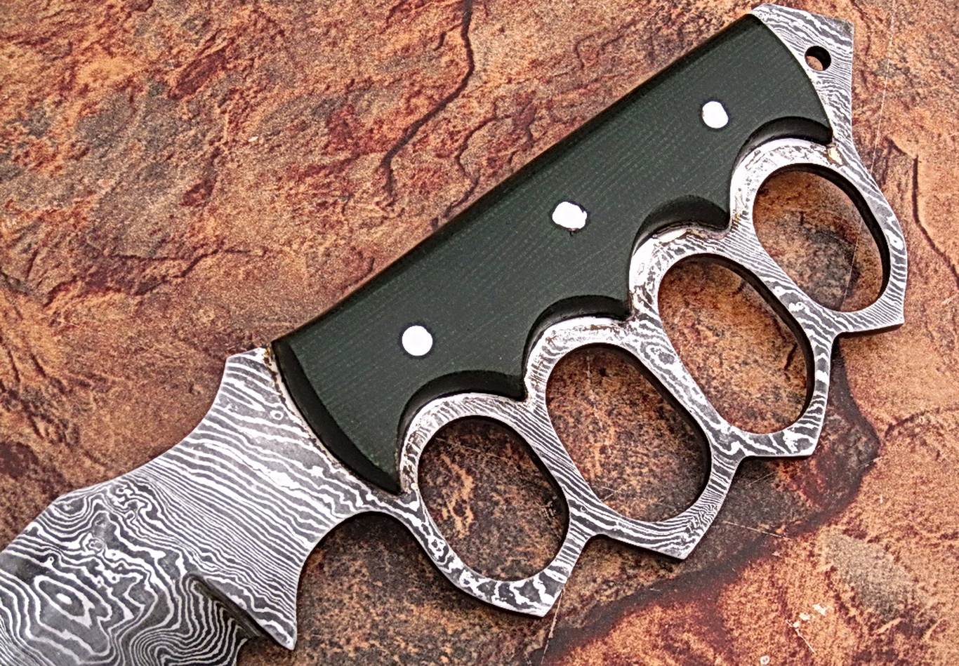 Damascus steel hunting Trench knife with Damascus steel Blade & Knuckles