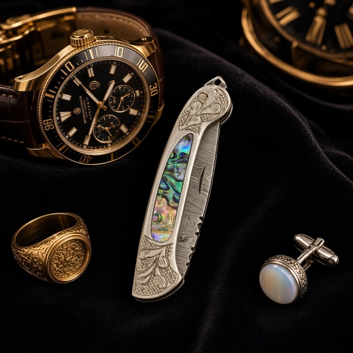 Abalone Shell and Handcrafted stainless Steel Handle