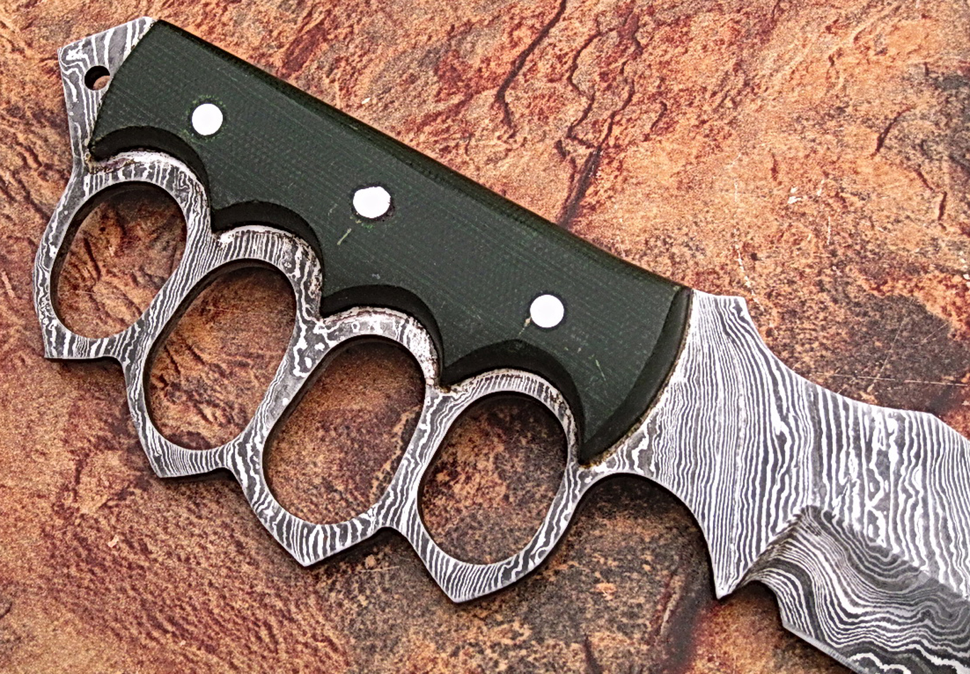Damascus steel hunting Trench knife with Damascus steel Blade & Knuckles