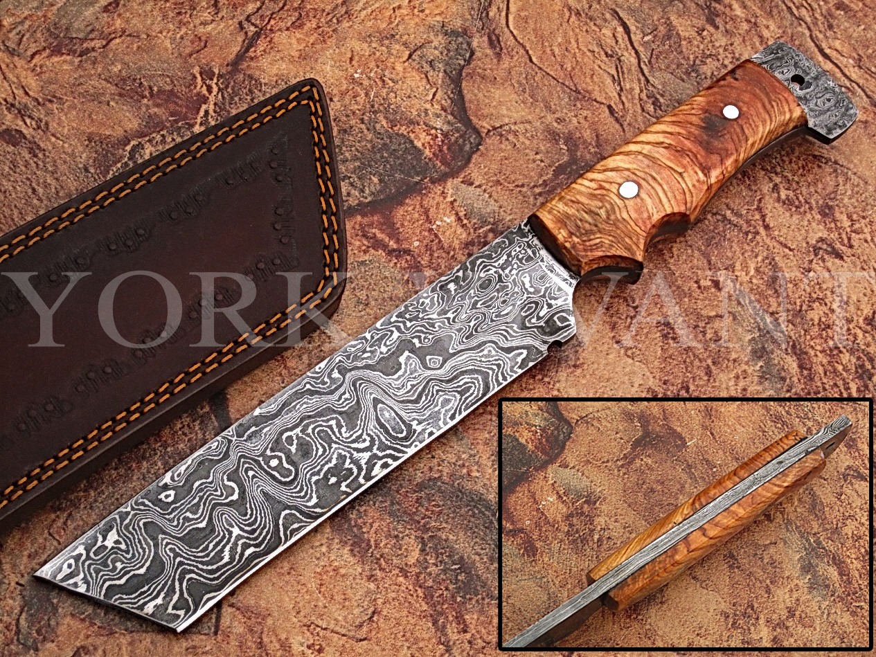 Damascus fixed Tanto blade knife