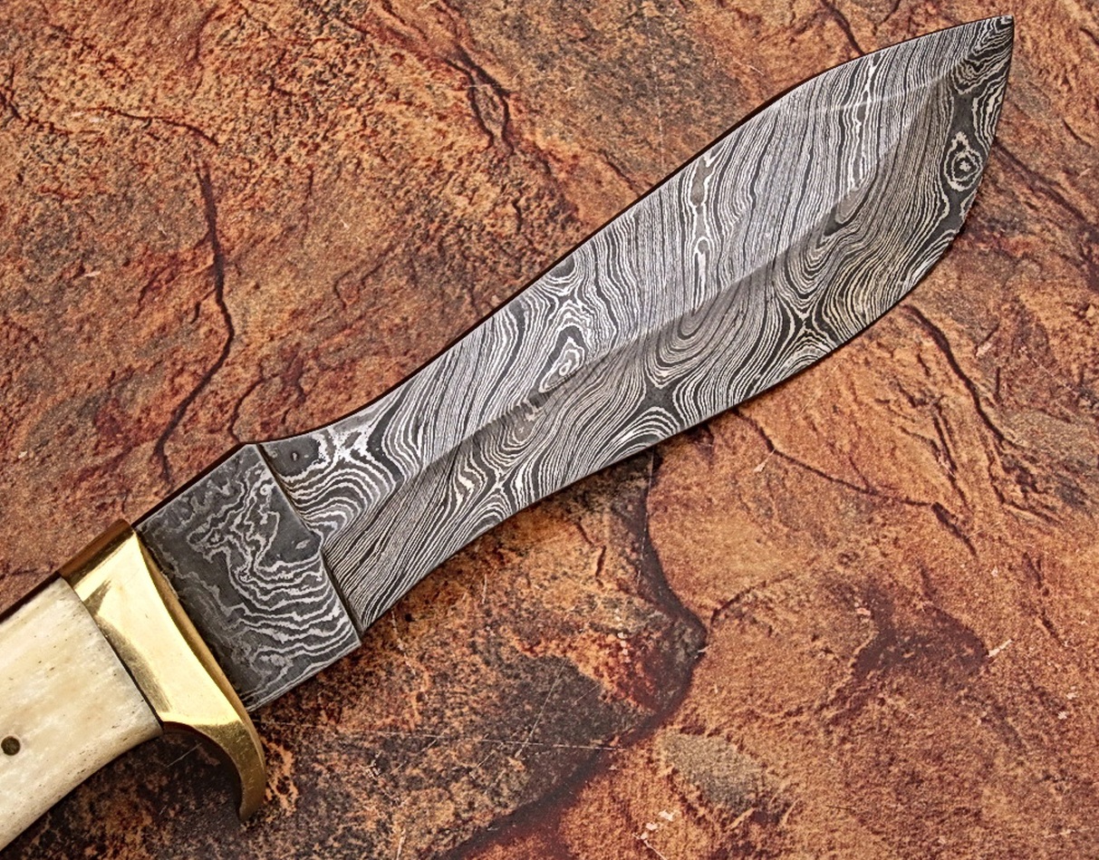 Engraved Damascus hunting sword and knife set product photo