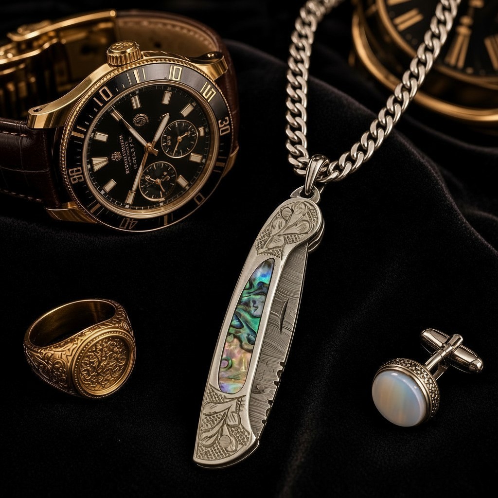 Abalone Shell and Handcrafted stainless Steel Handle