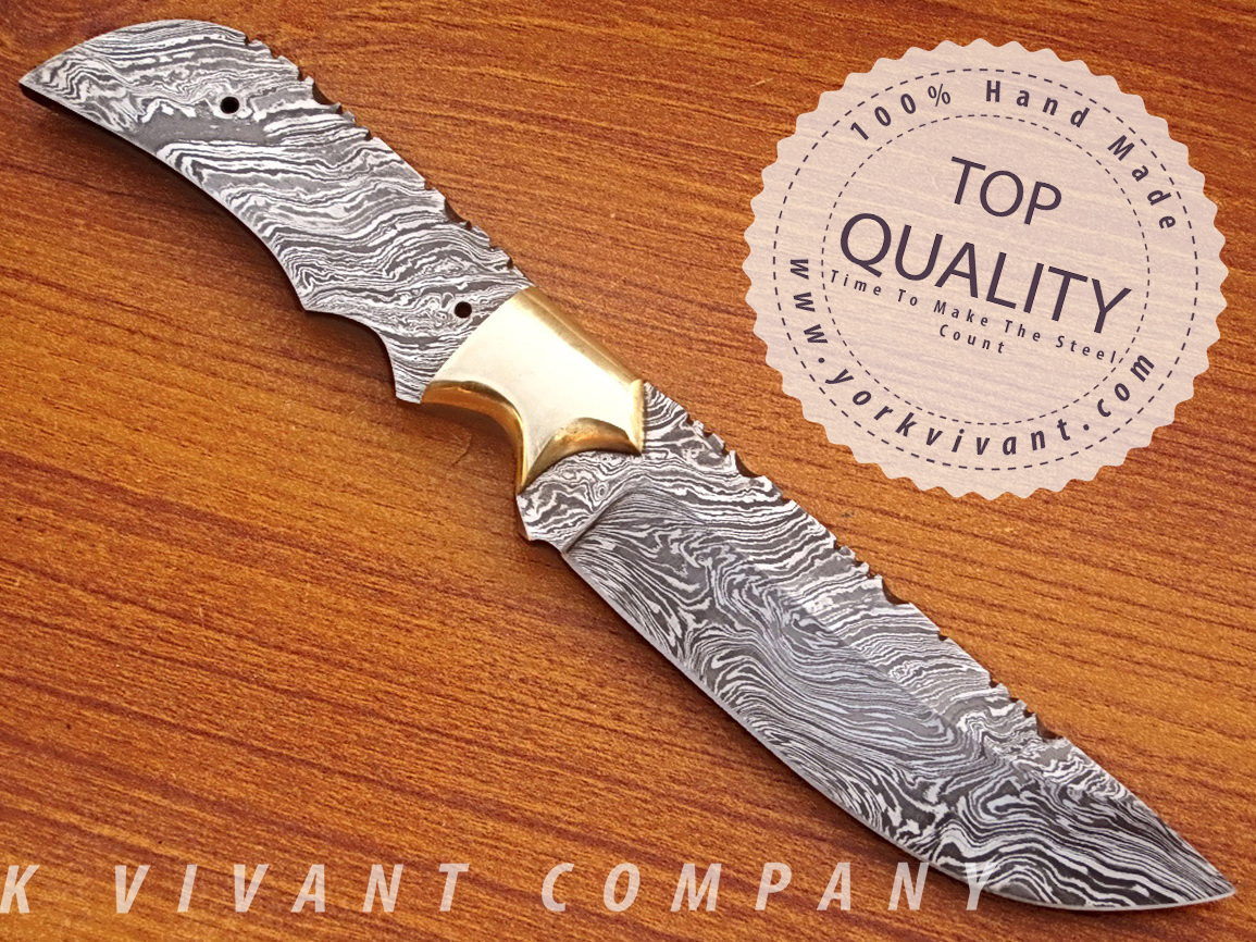 Damascus steel skinner/hunting & camping blank blade knife