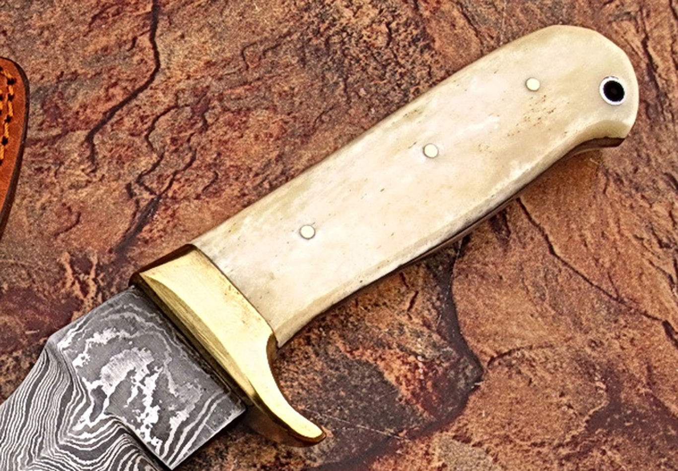 Engraved Damascus hunting sword and knife set product photo