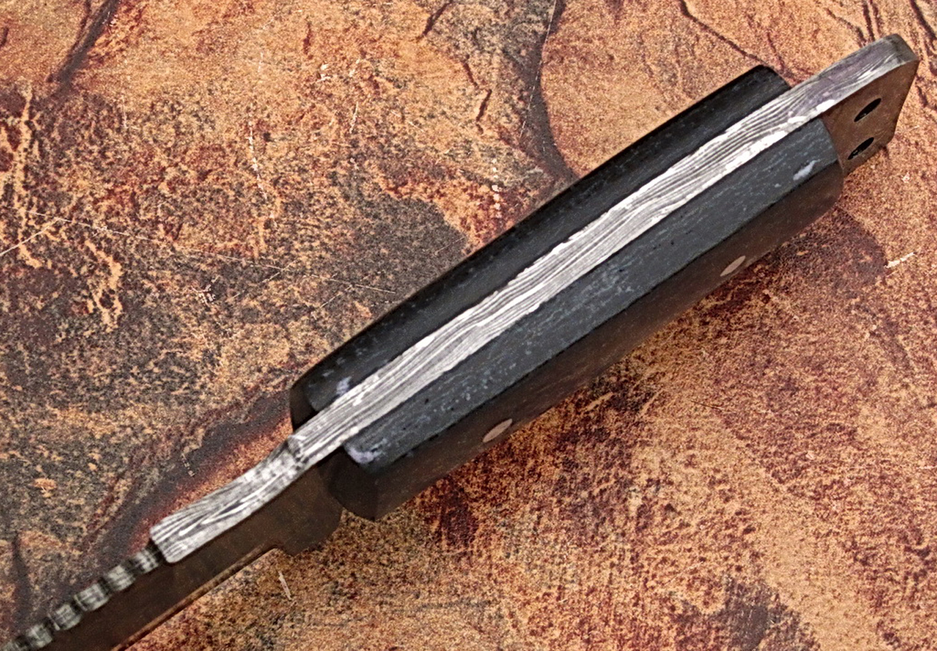Damascus steel Tracker Knife with Black Micarta handle