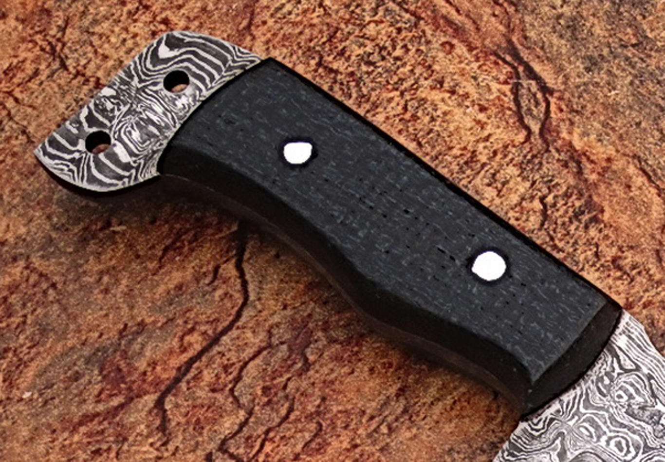 Damascus steel Tracker Knife with Black Micarta handle