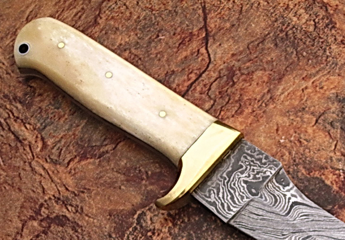 Engraved Damascus hunting sword and knife set product photo