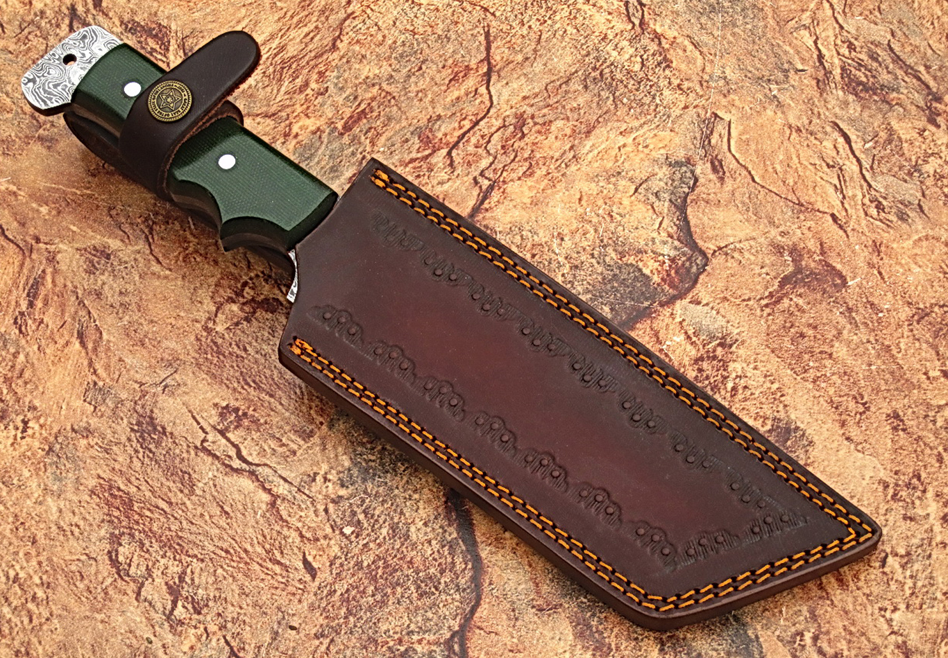 Damascus steel fixed blade hunting/skinner/camping outdoor knife with micarta handle