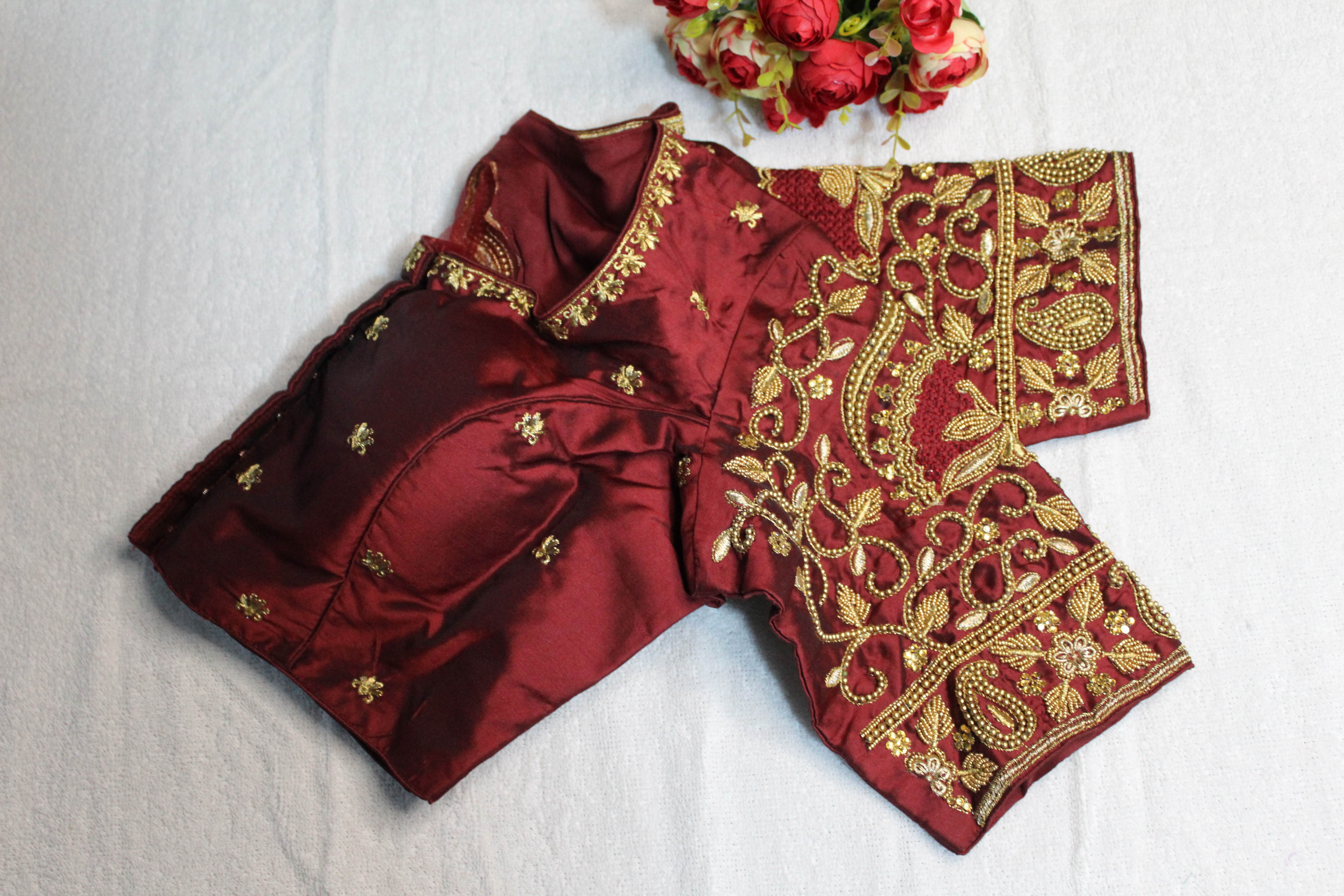 Rich Maroon golden embroidery - Thumbnail 2