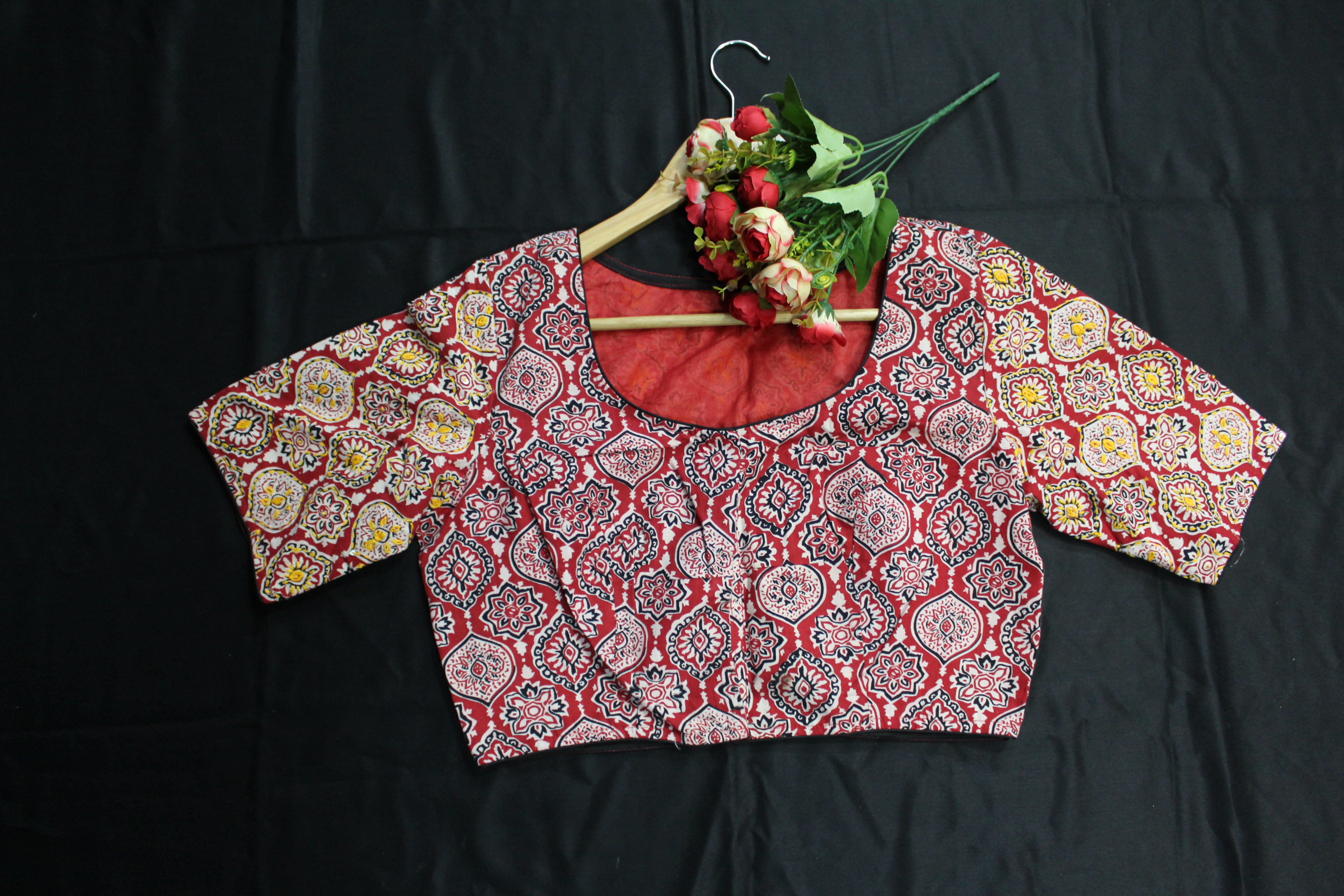 basic red blouse