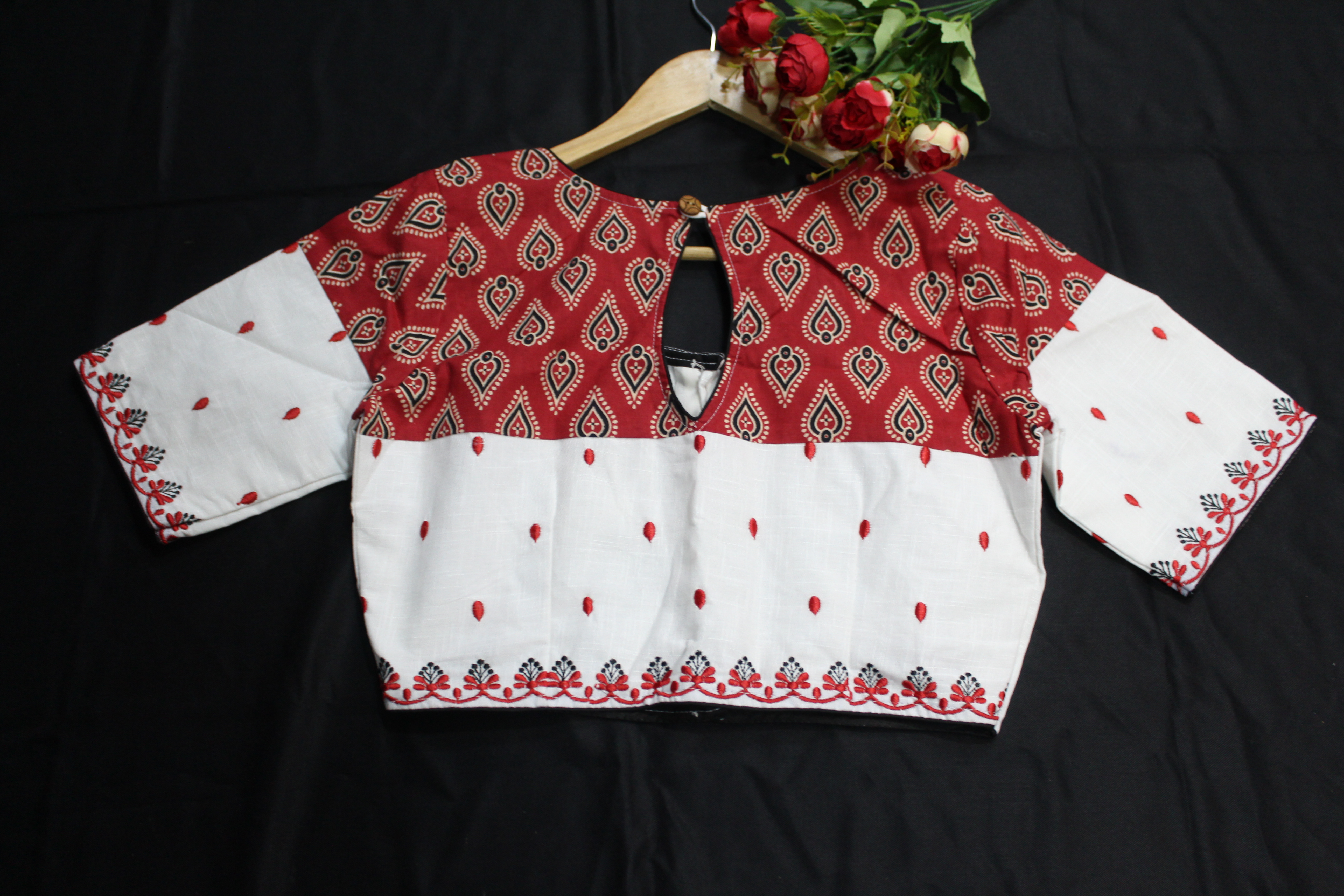 white with red Patterned - Thumbnail 2