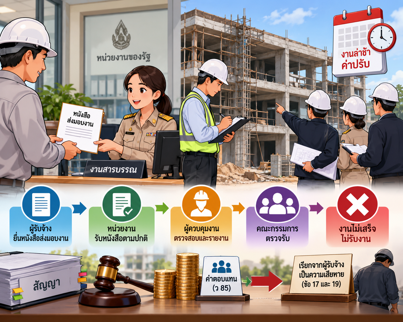 🏗️ ผู้รับจ้างส่งมอบงานทั้งที่งานยังไม่เสร็จ หน่วยงานต้องรับหนังสือ ผู้ควบคุมงาน–กรรมการตรวจรับต้องทำหน้าที่…
