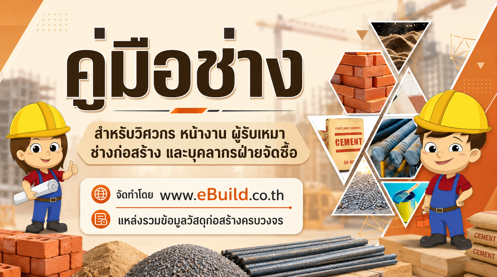 คู่มือช่าง สำหรับวิศวทร หน้างาน ผู้รับเหมา ช่างก่อสร้าง และ บุคคลาทรฝ่ายจัดซื้อ จัดทำโดย www.eBuild.co.thแหล่งรวมข้อมูลวัสดุก่อสร้างครบวงจร