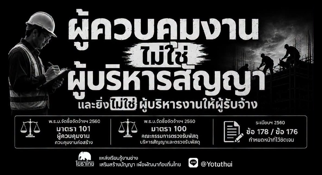 เข้าใจผิดกันมานาน… ผู้ควบคุมงานไม่ใช่ผู้บริหารสัญญา และยิ่งไม่ใช่ผู้บริหารงานให้ผู้รับจ้าง