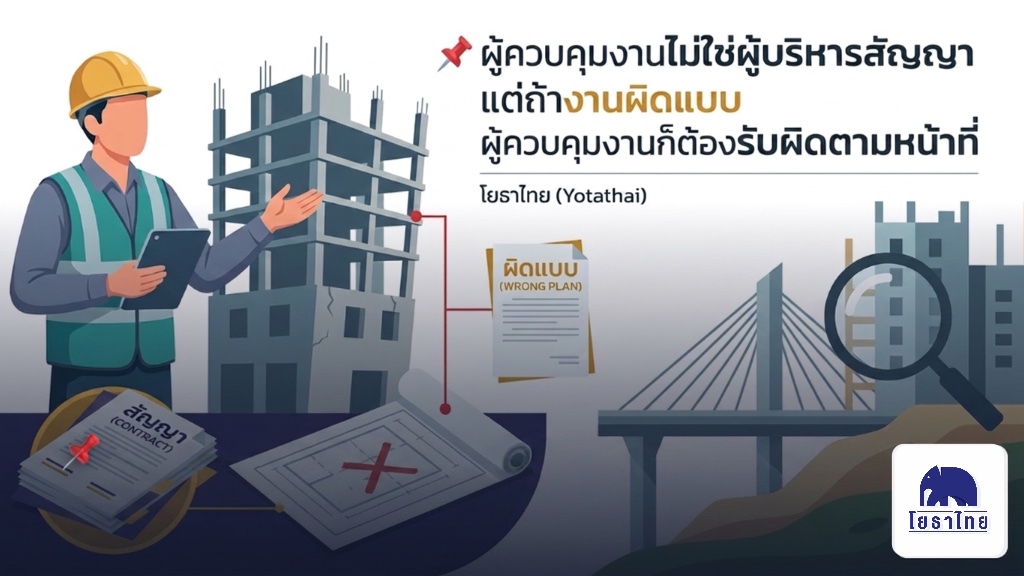 📌 ผู้ควบคุมงานไม่ใช่ผู้บริหารสัญญา แต่ถ้างานผิดแบบ ผู้ควบคุมงานก็ต้องรับผิดตามหน้าที่