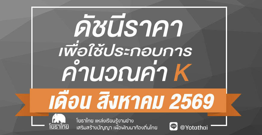 📢 ดัชนีราคาเพื่อใช้คำนวณหาค่า K ประจำเดือนสิงหาคม 2569