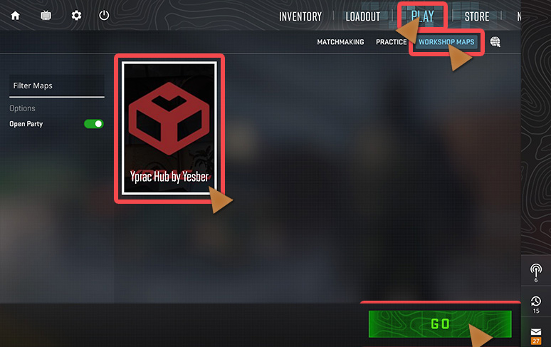 Image of the Yprac ingame menu showing a lot of different options.