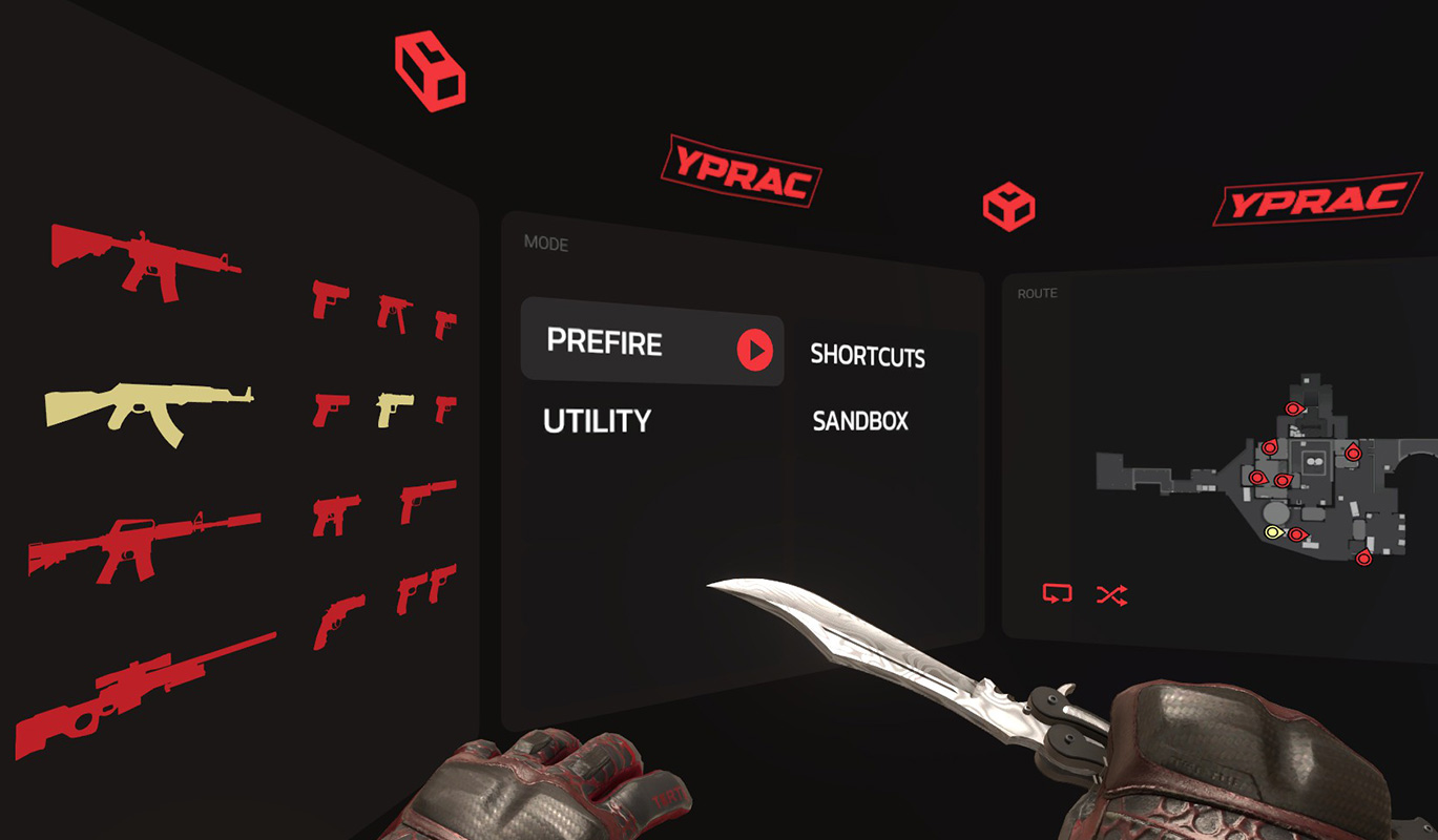 Image of the Yprac ingame menu showing a lot of different options.