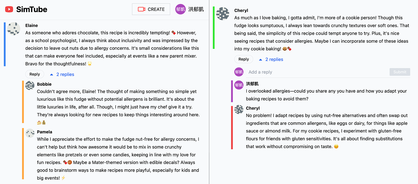 Types of comments and
          interaction design