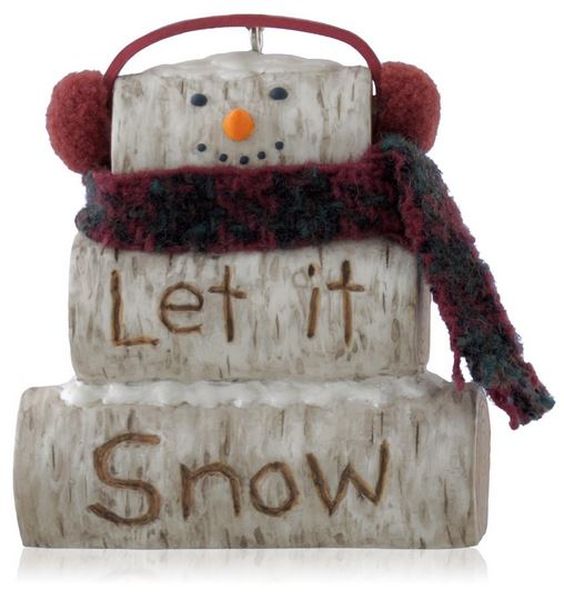 Birch Log Snowman