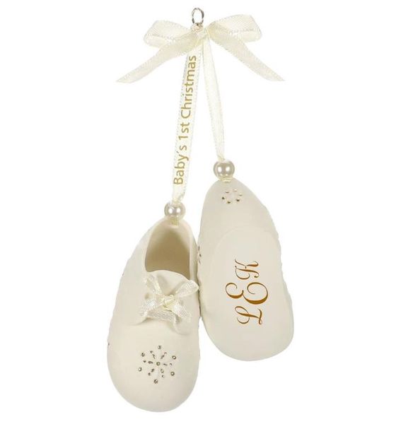 Baby's First Christmas Monogram Booties
