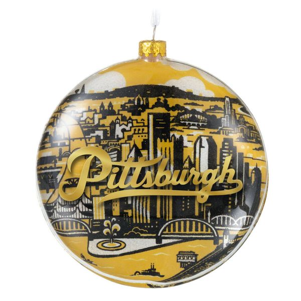 Pittsburgh The City of Bridges Glass Ornament