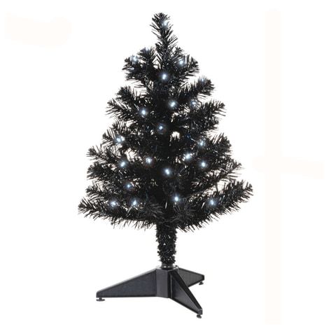 Miniature Black Pre-Lit Christmas Tree